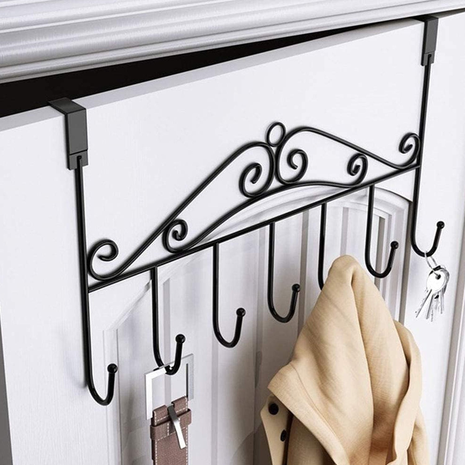 9383 Over The Door Hanger Rack 7 Hooks Decorative Ognazier Hook Rack Stylish Door Hanger Door Hook Hangers with 7 Hooks,Metal Hanging Rack for Home Office Use 9383 Over The Door Hanger Rack 7 Hooks Decorative Ognazier Hook Rack Stylish Door Hanger Door Hook Hangers with 7 Hooks,Metal Hanging Rack for Home Office Use